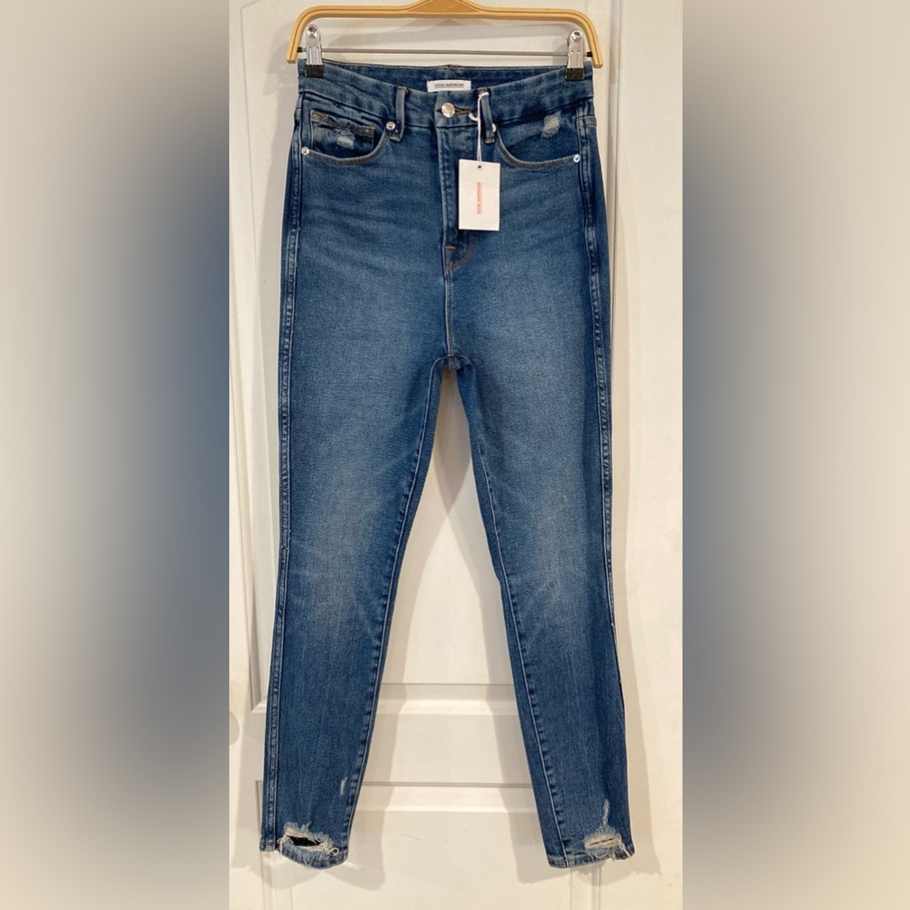 Good American Good Curve Jeans Womens Size 2 26 Distressed High Rise Stretch NWT